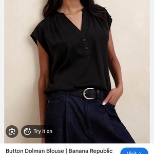 Banana Republic Black Button Dolman Blouse XL